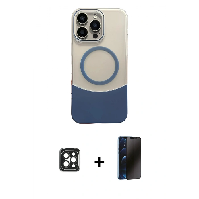 MARSİLYAN™- iPhone 16 Pro Max Kılıf Kozmos Form Özel Seri - Siyah 3D Antistatik Hayalet Cam Ekran Koruyucu + PVD Metal Kamera Lens - SH