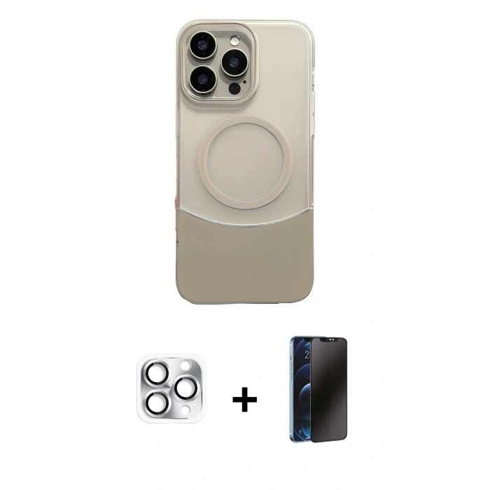 MARSİLYAN™- iPhone 16 Pro Max Kılıf Kozmos Form Özel Seri - Siyah 3D Antistatik Hayalet Cam Ekran Koruyucu + Pers Alüminyum Kamera Lens - GS