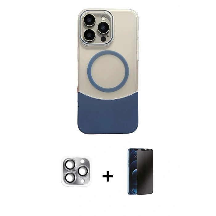MARSİLYAN™- iPhone 16 Pro Max Kılıf Kozmos Form Özel Seri - Siyah 3D Antistatik Hayalet Cam Ekran Koruyucu + Pers Alüminyum Kamera Lens - GI