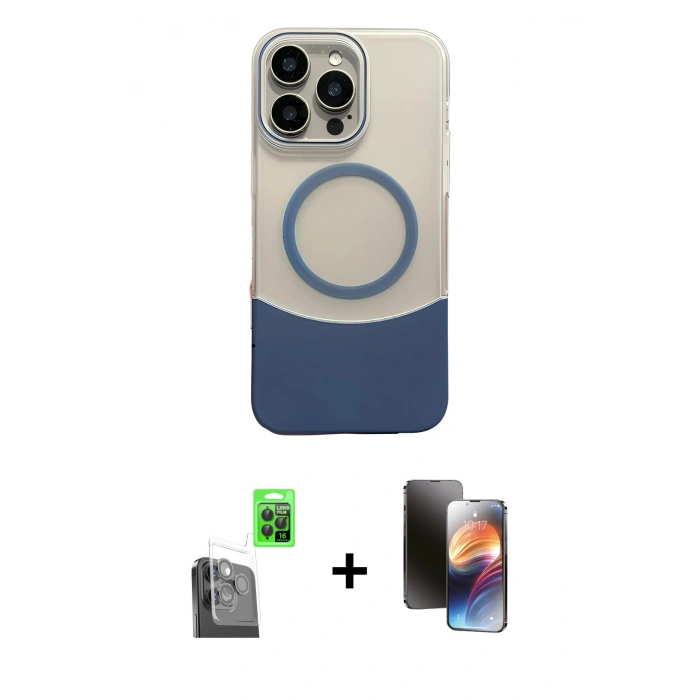 MARSİLYAN™- iPhone 16 Pro Max Kılıf Kozmos Form Özel Seri - Siyah 3D Antistatik Mat Seramik Nano Ekran Koruyucu + Raze Metal Kamera Lens - SH