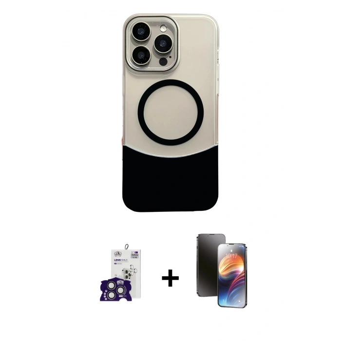 MARSİLYAN™- iPhone 16 Pro Max Kılıf Kozmos Form Özel Seri - Siyah 3D Antistatik Mat Seramik Nano Ekran Koruyucu + Bilvis Titan Kamera Lens - TMGI