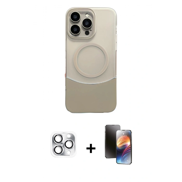 MARSİLYAN™- iPhone 16 Pro Max Kılıf Kozmos Form Özel Seri - Siyah 3D Antistatik Mat Seramik Nano Ekran Koruyucu + Pers Alüminyum Kamera Lens - GS