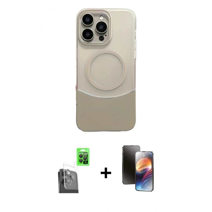 MARSİLYAN™- iPhone 16 Pro Max Kılıf Kozmos Form Özel Seri - Siyah 3D Antistatik Mat Seramik Nano Ekran Koruyucu + Raze Metal Kamera Lens - SH