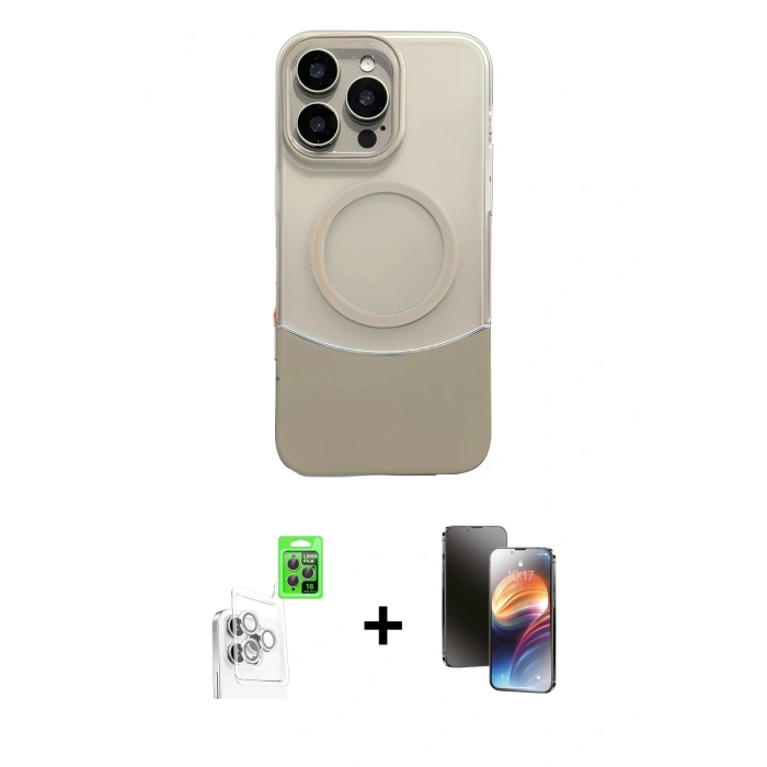 MARSİLYAN™- iPhone 16 Pro Max Kılıf Kozmos Form Özel Seri - Siyah 3D Antistatik Mat Seramik Nano Ekran Koruyucu + Raze Metal Kamera Lens - BZ
