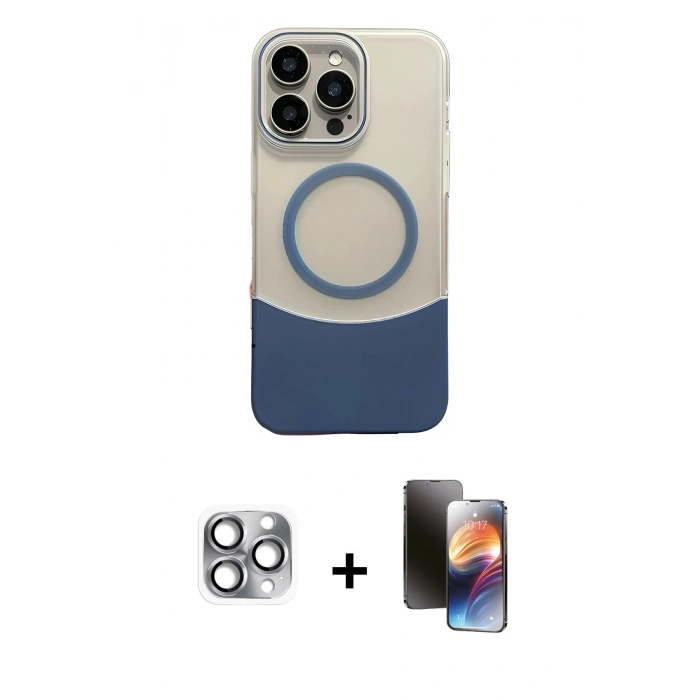 MARSİLYAN™- iPhone 16 Pro Max Kılıf Kozmos Form Özel Seri - Siyah 3D Antistatik Mat Seramik Nano Ekran Koruyucu + Pers Alüminyum Kamera Lens - GI