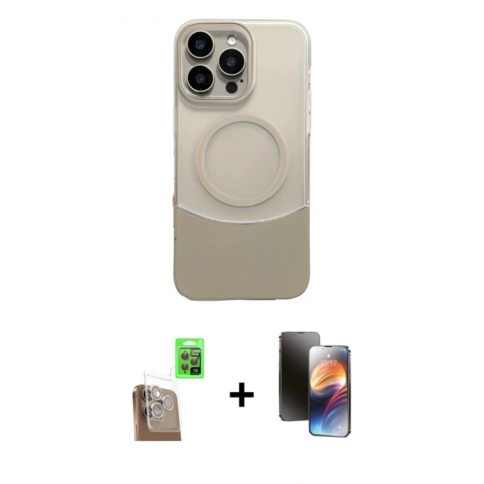 MARSİLYAN™- iPhone 16 Pro Max Kılıf Kozmos Form Özel Seri - Siyah 3D Antistatik Mat Seramik Nano Ekran Koruyucu + Çöl Titanyum Raze Metal Kamera Lens