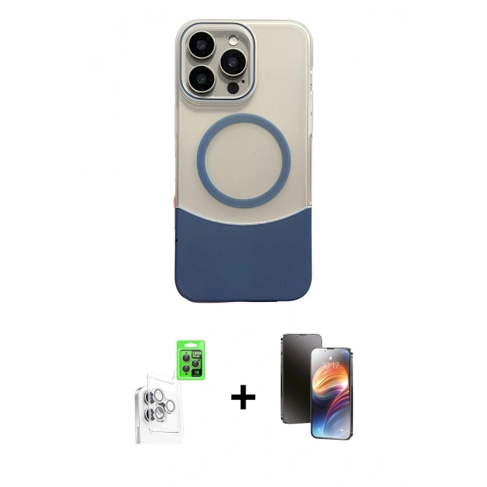 MARSİLYAN™- iPhone 16 Pro Max Kılıf Kozmos Form Özel Seri - Siyah 3D Antistatik Mat Seramik Nano Ekran Koruyucu + Raze Metal Kamera Lens - BZ