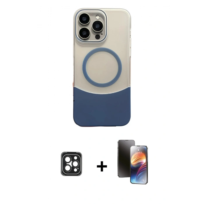 MARSİLYAN™- iPhone 16 Pro Max Kılıf Kozmos Form Özel Seri - Siyah 3D Antistatik Mat Seramik Nano Ekran Koruyucu + Siyah PVD Metal Kamera Lens