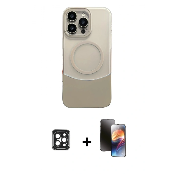 MARSİLYAN™- iPhone 16 Pro Max Kılıf Kozmos Form Özel Seri - Siyah 3D Antistatik Mat Seramik Nano Ekran Koruyucu + Siyah PVD Metal Kamera Lens