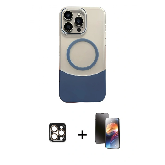 MARSİLYAN™- iPhone 16 Pro Max Kılıf Kozmos Form Özel Seri - Siyah 3D Antistatik Mat Seramik Nano Ekran Koruyucu + PVD Metal Kamera Lens - GD