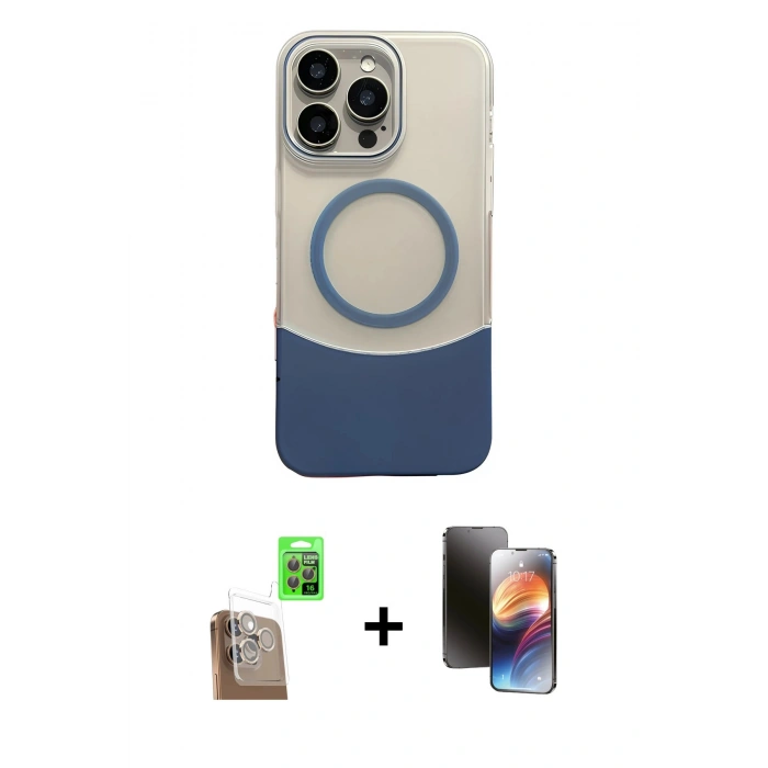 MARSİLYAN™- iPhone 16 Pro Max Kılıf Kozmos Form Özel Seri - Siyah 3D Antistatik Mat Seramik Nano Ekran Koruyucu + Çöl Titanyum Raze Metal Kamera Lens