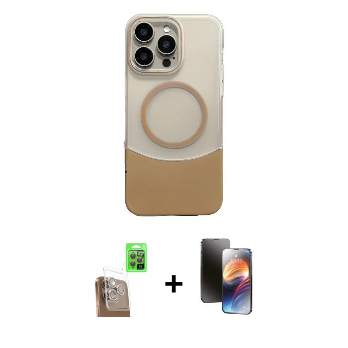 MARSİLYAN™- iPhone 16 Pro Max Kılıf Kozmos Form Özel Seri - Siyah 3D Antistatik Mat Seramik Nano Ekran Koruyucu + Çöl Titanyum Raze Metal Kamera Lens