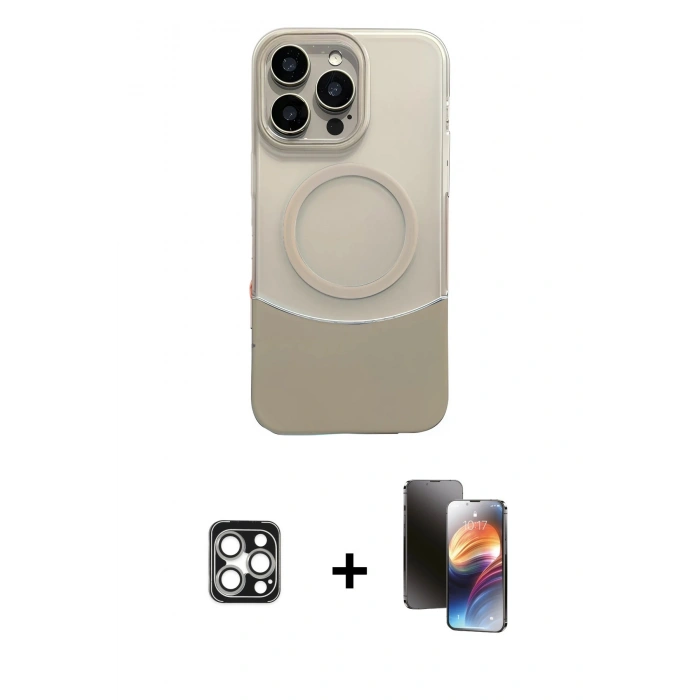 MARSİLYAN™- iPhone 16 Pro Max Kılıf Kozmos Form Özel Seri - Siyah 3D Antistatik Mat Seramik Nano Ekran Koruyucu + PVD Metal Kamera Lens - GS