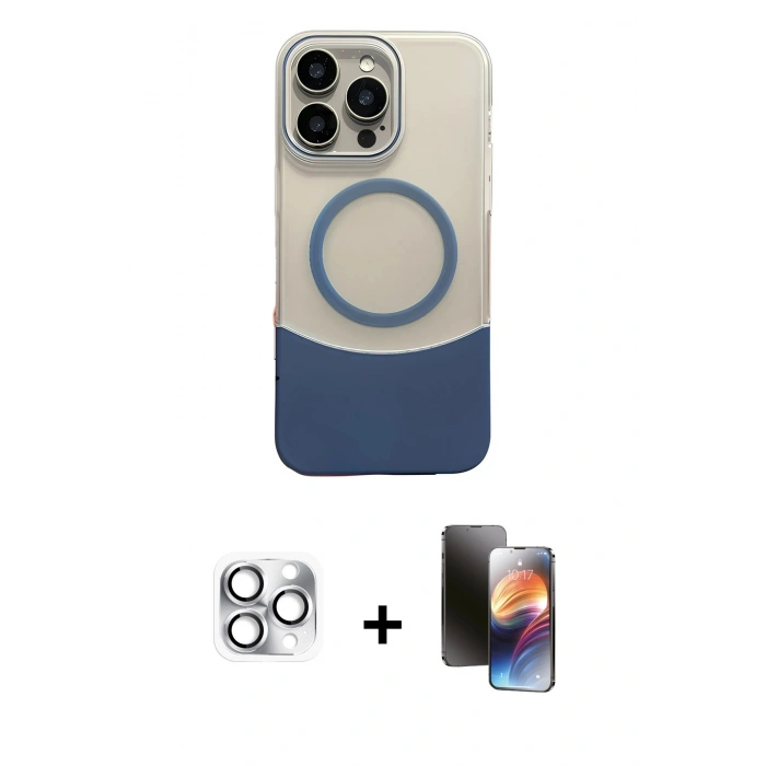 MARSİLYAN™- iPhone 16 Pro Max Kılıf Kozmos Form Özel Seri - Siyah 3D Antistatik Mat Seramik Nano Ekran Koruyucu + Pers Alüminyum Kamera Lens - GS
