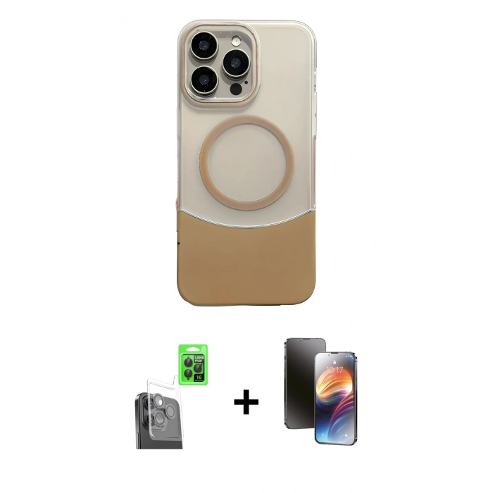 MARSİLYAN™- iPhone 16 Pro Max Kılıf Kozmos Form Özel Seri - Siyah 3D Antistatik Mat Seramik Nano Ekran Koruyucu + Raze Metal Kamera Lens - SH