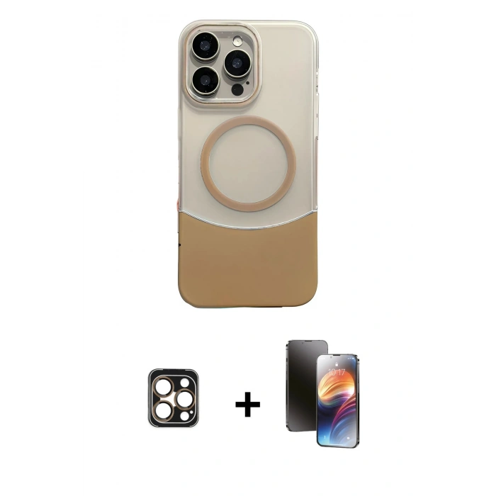 MARSİLYAN™- iPhone 16 Pro Max Kılıf Kozmos Form Özel Seri - Siyah 3D Antistatik Mat Seramik Nano Ekran Koruyucu + PVD Metal Kamera Lens - GD