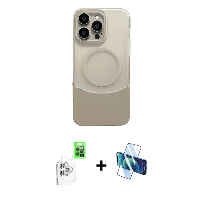 MARSİLYAN™- iPhone 16 Pro Max Kılıf Kozmos Form Özel Seri - Siyah 3D Antistatik Seramik Nano Ekran Koruyucu + Raze Metal Kamera Lens - BZ