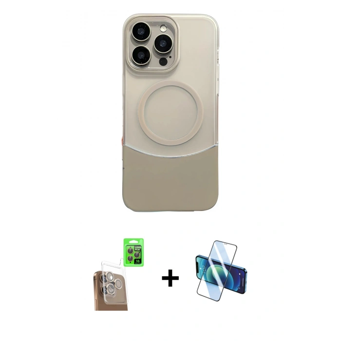 MARSİLYAN™- iPhone 16 Pro Max Kılıf Kozmos Form Özel Seri - Siyah 3D Antistatik Seramik Nano Ekran Koruyucu + Raze Metal Kamera Lens - CLTM