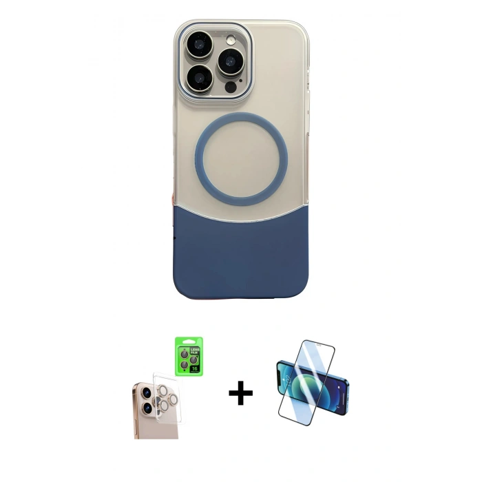 MARSİLYAN™- iPhone 16 Pro Max Kılıf Kozmos Form Özel Seri - Siyah 3D Antistatik Seramik Nano Ekran Koruyucu + Raze Metal Kamera Lens - NLGY