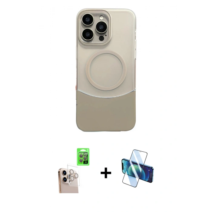 MARSİLYAN™- iPhone 16 Pro Max Kılıf Kozmos Form Özel Seri - Siyah 3D Antistatik Seramik Nano Ekran Koruyucu + Raze Metal Kamera Lens - NLGY
