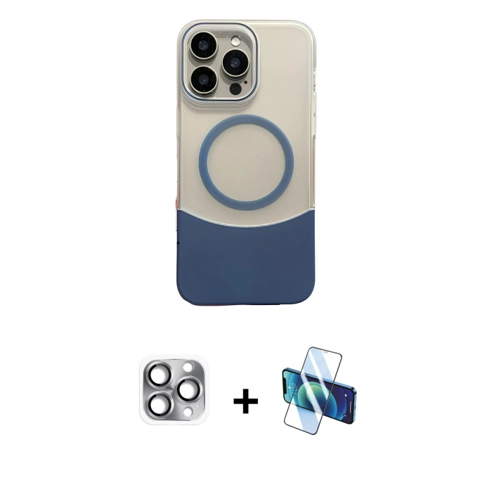 MARSİLYAN™- iPhone 16 Pro Max Kılıf Kozmos Form Özel Seri - Siyah 3D Antistatik Seramik Nano Ekran Koruyucu + Pers Alüminyum Kamera Lens - GI