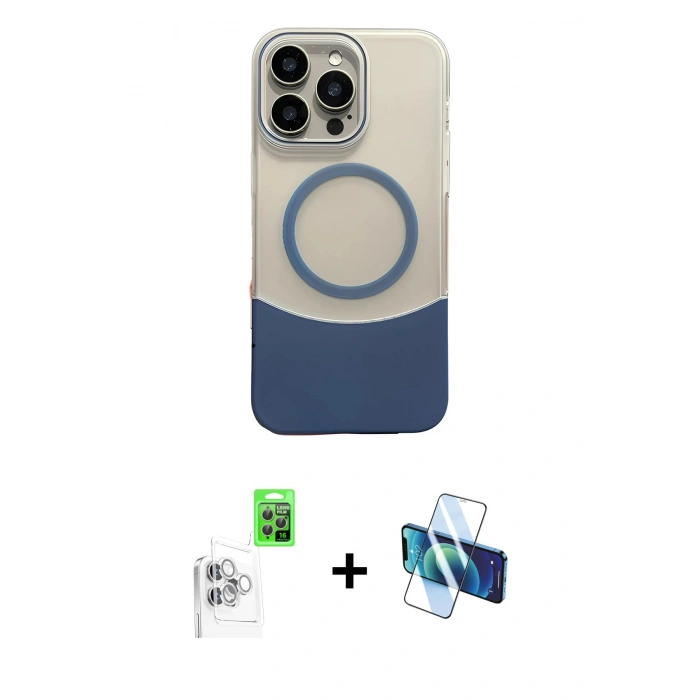 MARSİLYAN™- iPhone 16 Pro Max Kılıf Kozmos Form Özel Seri - Siyah 3D Antistatik Seramik Nano Ekran Koruyucu + Raze Metal Kamera Lens - BZ