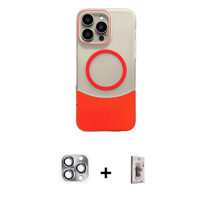 MARSİLYAN™- iPhone 16 Pro Max Kılıf Kozmos Form Özel Seri - Siyah Bilvis 3D Cam Ekran Koruyucu + Gri Pers Alüminyum Kamera Lens