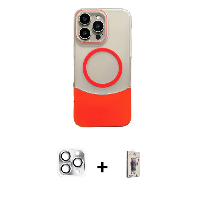 MARSİLYAN™- iPhone 16 Pro Max Kılıf Kozmos Form Özel Seri - Siyah Bilvis 3D Cam Ekran Koruyucu + Gümüş Pers Alüminyum Kamera Lens