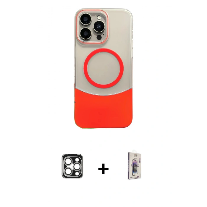MARSİLYAN™- iPhone 16 Pro Max Kılıf Kozmos Form Özel Seri - Siyah Bilvis 3D Cam Ekran Koruyucu + PVD Metal Kamera Lens - GS