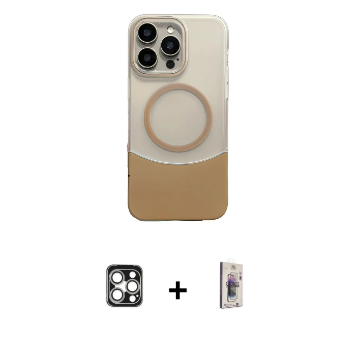 MARSİLYAN™- iPhone 16 Pro Max Kılıf Kozmos Form Özel Seri - Siyah Bilvis 3D Cam Ekran Koruyucu + PVD Metal Kamera Lens - GS