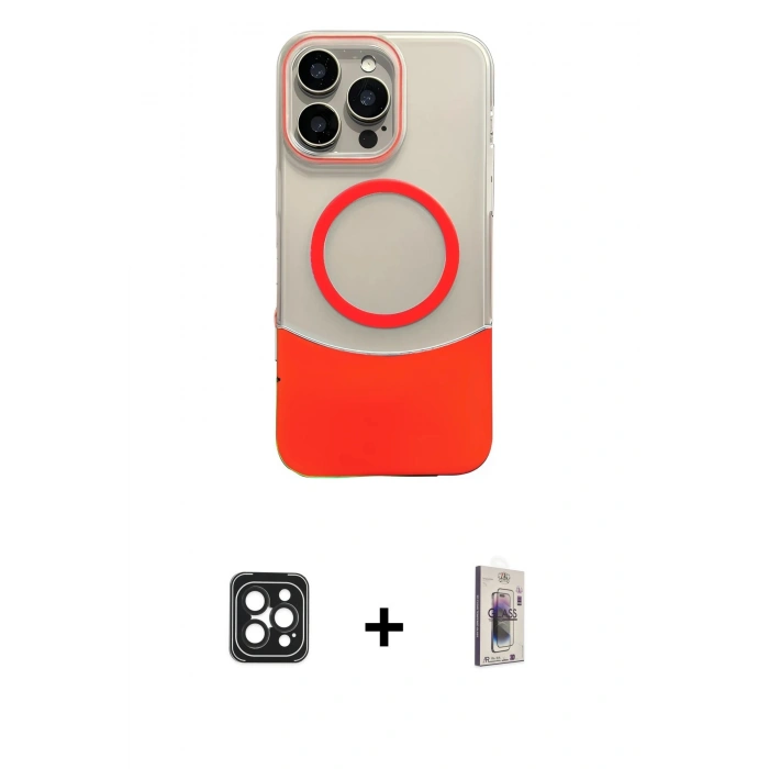 MARSİLYAN™- iPhone 16 Pro Max Kılıf Kozmos Form Özel Seri - Siyah Bilvis 3D Cam Ekran Koruyucu + PVD Metal Kamera Lens - SH