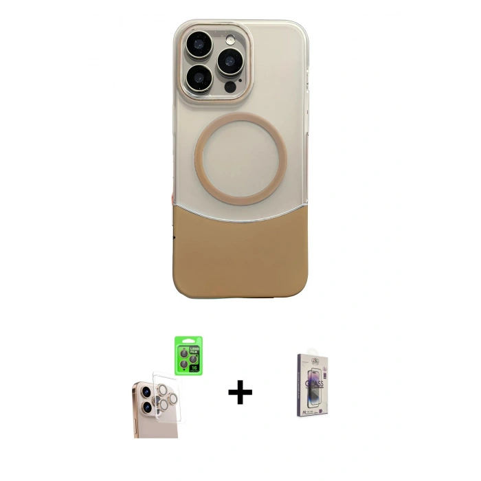 MARSİLYAN™- iPhone 16 Pro Max Kılıf Kozmos Form Özel Seri - Siyah Bilvis 3D Cam Ekran Koruyucu + Raze Metal Kamera Lens - NLGY