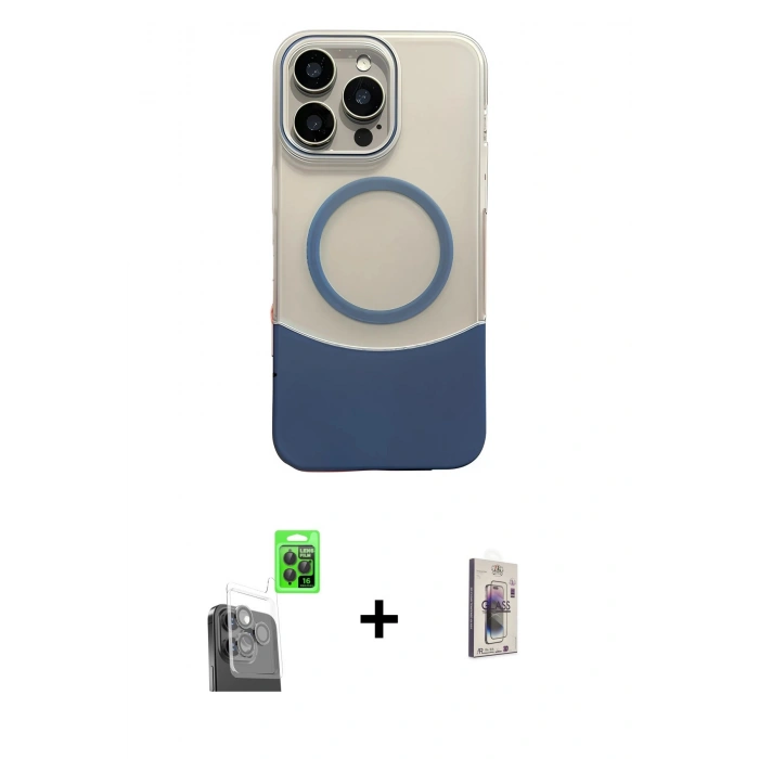MARSİLYAN™- iPhone 16 Pro Max Kılıf Kozmos Form Özel Seri - Siyah Bilvis 3D Cam Ekran Koruyucu + Siyah Raze Metal Kamera Lens