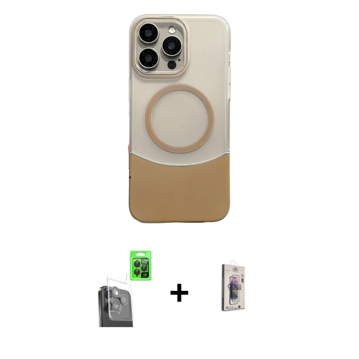 MARSİLYAN™- iPhone 16 Pro Max Kılıf Kozmos Form Özel Seri - Siyah Bilvis 3D Cam Ekran Koruyucu + Siyah Raze Metal Kamera Lens