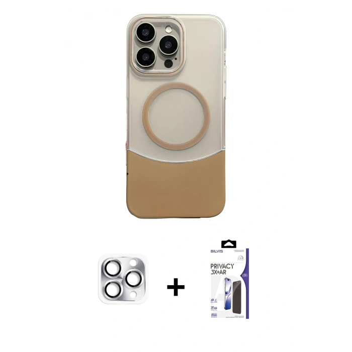 MARSİLYAN™- iPhone 16 Pro Max Kılıf Kozmos Form Özel Seri - Siyah Bilvis 3X AR Hayalet Cam Ekran Koruyucu + Pers Alüminyum Kamera Lens - GS
