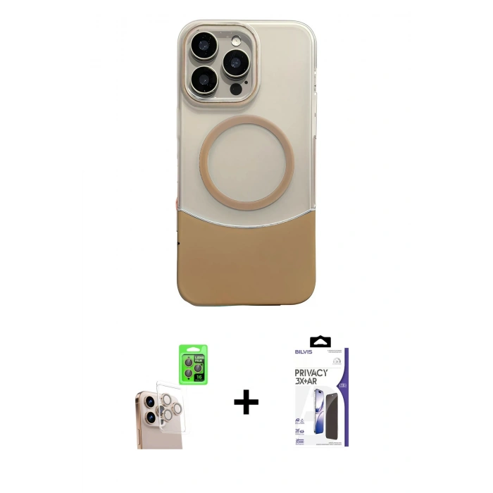 MARSİLYAN™- iPhone 16 Pro Max Kılıf Kozmos Form Özel Seri - Siyah Bilvis 3X AR Hayalet Cam Ekran Koruyucu + Raze Metal Kamera Lens - NLGY