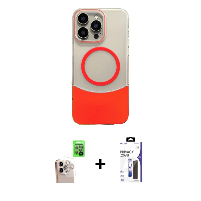 MARSİLYAN™- iPhone 16 Pro Max Kılıf Kozmos Form Özel Seri - Siyah Bilvis 3X AR Hayalet Cam Ekran Koruyucu + Raze Metal Kamera Lens - NLGY