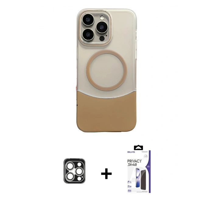 MARSİLYAN™- iPhone 16 Pro Max Kılıf Kozmos Form Özel Seri - Siyah Bilvis 3X AR Hayalet Cam Ekran Koruyucu + PVD Metal Kamera Lens - GS