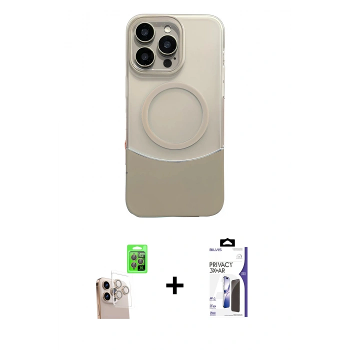 MARSİLYAN™- iPhone 16 Pro Max Kılıf Kozmos Form Özel Seri - Siyah Bilvis 3X AR Hayalet Cam Ekran Koruyucu + Raze Metal Kamera Lens - NLGY