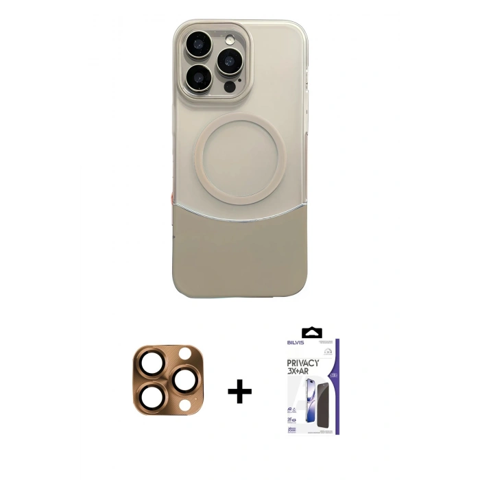 MARSİLYAN™- iPhone 16 Pro Max Kılıf Kozmos Form Özel Seri - Siyah Bilvis 3X AR Hayalet Cam Ekran Koruyucu + Pers Alüminyum Kamera Lens - CLTM