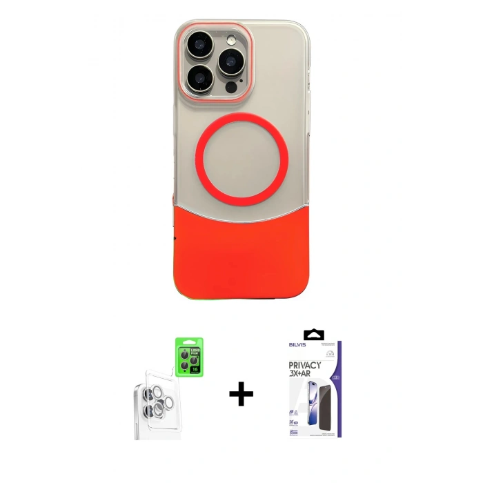 MARSİLYAN™- iPhone 16 Pro Max Kılıf Kozmos Form Özel Seri - Siyah Bilvis 3X AR Hayalet Cam Ekran Koruyucu + Raze Metal Kamera Lens - BZ