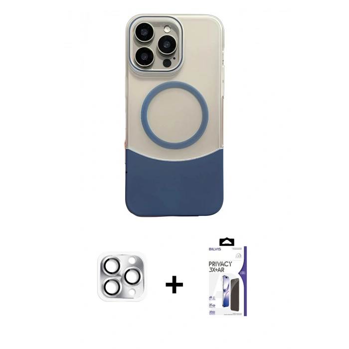 MARSİLYAN™- iPhone 16 Pro Max Kılıf Kozmos Form Özel Seri - Siyah Bilvis 3X AR Hayalet Cam Ekran Koruyucu + Pers Alüminyum Kamera Lens - GS
