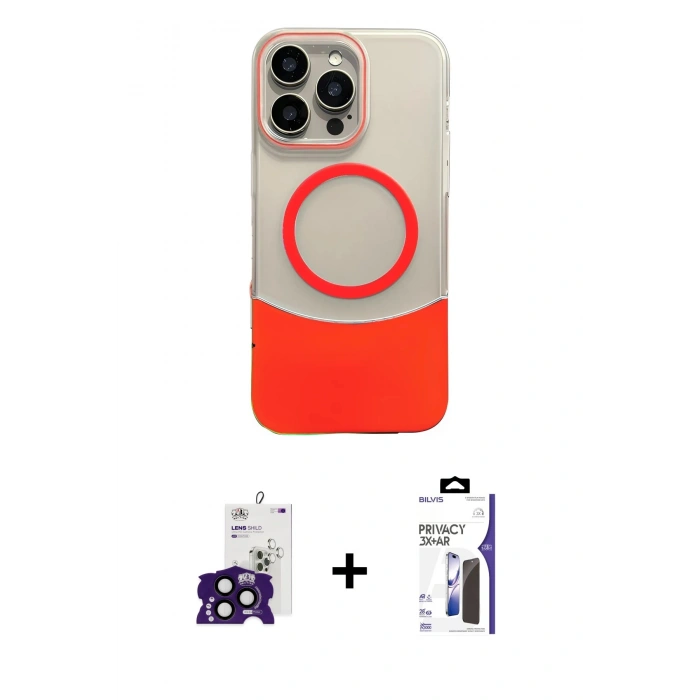 MARSİLYAN™- iPhone 16 Pro Max Kılıf Kozmos Form Özel Seri - Siyah Bilvis 3X AR Hayalet Cam Ekran Koruyucu + Bilvis Titan Kamera Lens - SH