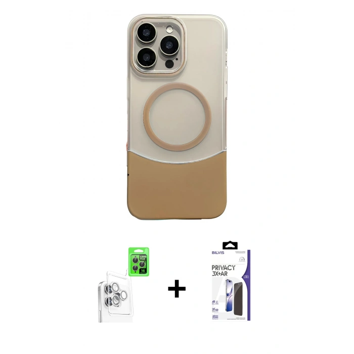 MARSİLYAN™- iPhone 16 Pro Max Kılıf Kozmos Form Özel Seri - Siyah Bilvis 3X AR Hayalet Cam Ekran Koruyucu + Raze Metal Kamera Lens - BZ