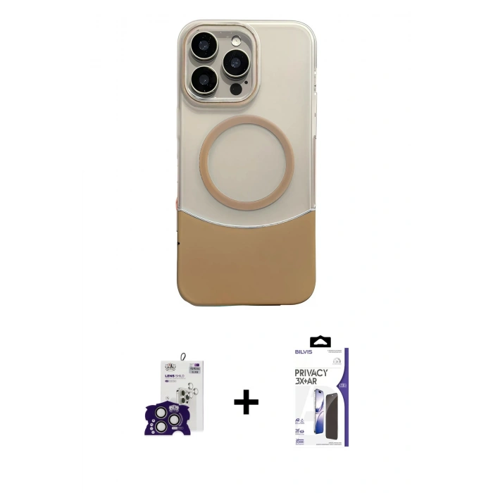 MARSİLYAN™- iPhone 16 Pro Max Kılıf Kozmos Form Özel Seri - Siyah Bilvis 3X AR Hayalet Cam Ekran Koruyucu + Bilvis Titan Kamera Lens - TMGI