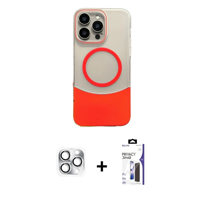 MARSİLYAN™- iPhone 16 Pro Max Kılıf Kozmos Form Özel Seri - Siyah Bilvis 3X AR Hayalet Cam Ekran Koruyucu + Pers Alüminyum Kamera Lens - GS