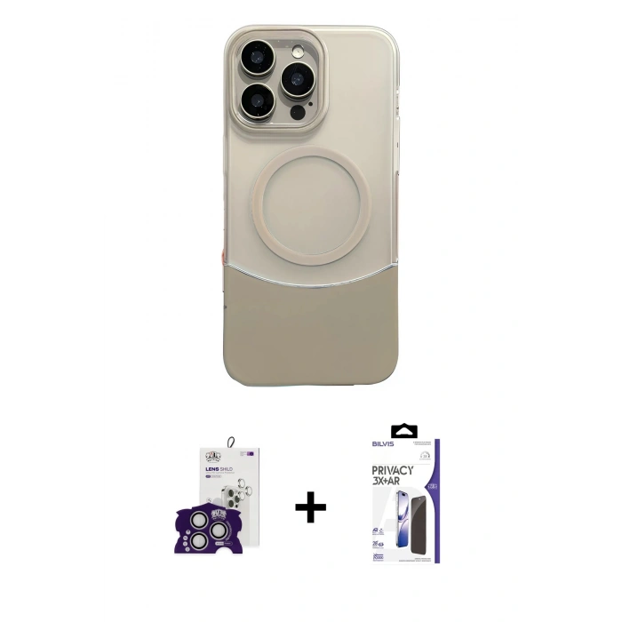 MARSİLYAN™- iPhone 16 Pro Max Kılıf Kozmos Form Özel Seri - Siyah Bilvis 3X AR Hayalet Cam Ekran Koruyucu + Bilvis Titan Kamera Lens - GS