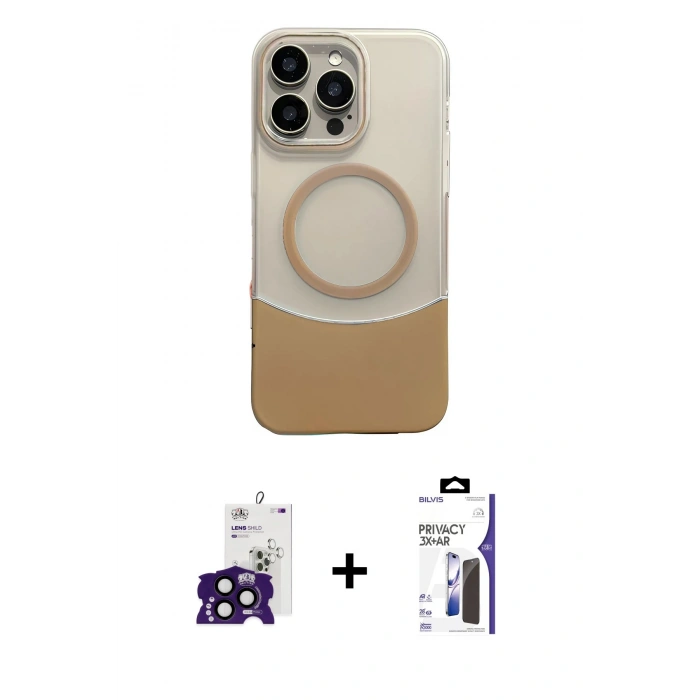 MARSİLYAN™- iPhone 16 Pro Max Kılıf Kozmos Form Özel Seri - Siyah Bilvis 3X AR Hayalet Cam Ekran Koruyucu + Bilvis Titan Kamera Lens - SH