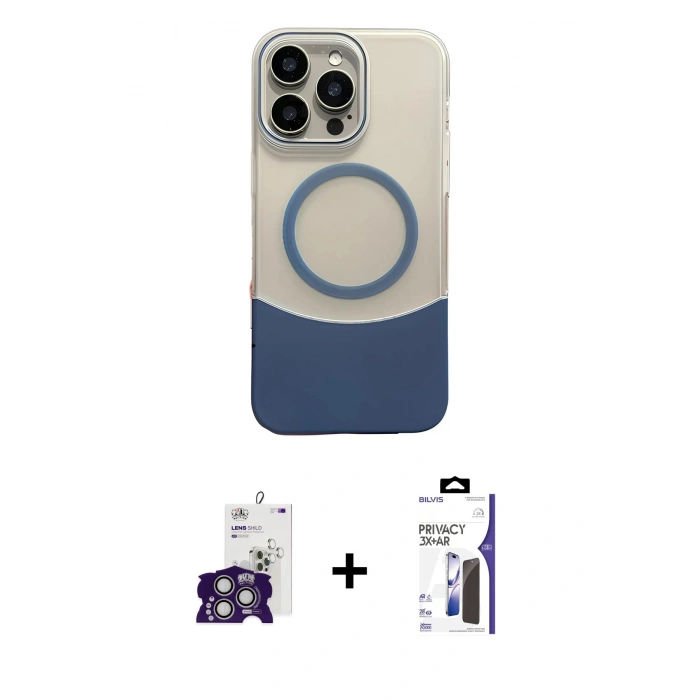 MARSİLYAN™- iPhone 16 Pro Max Kılıf Kozmos Form Özel Seri - Siyah Bilvis 3X AR Hayalet Cam Ekran Koruyucu + Bilvis Titan Kamera Lens - GS