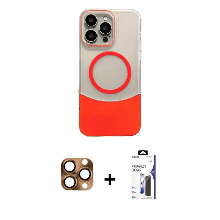 MARSİLYAN™- iPhone 16 Pro Max Kılıf Kozmos Form Özel Seri - Siyah Bilvis 3X AR Hayalet Cam Ekran Koruyucu + Pers Alüminyum Kamera Lens - CLTM